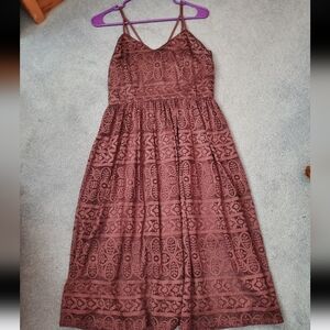 Purple Lace Midi Dress